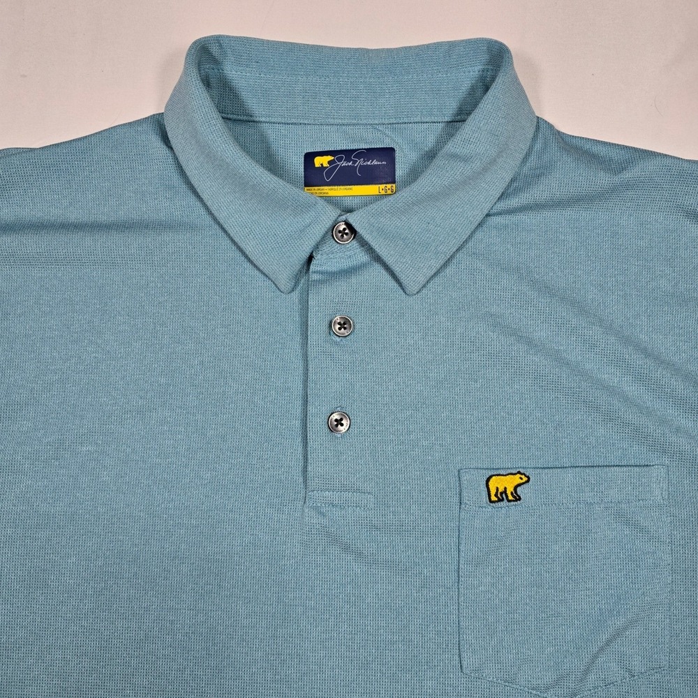 Jack Nicklaus Golf‎ Mens Large Golden Bear Polo Shirt Blue Performance
